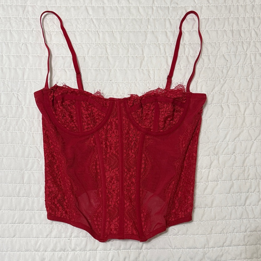 Urban Outfitters Red Lace Corset Top